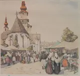 Tavik F Simon, - ''Market in Zvolen, Slovakia'' (Novak 421)- soft ground and