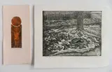 Letterio Calapai, - 1.) ''Play of Snow''- wood, engraving in color