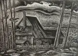 Letterio Calapai, - ''Rockwell Kent's Studio''- wood, engraving, 1980