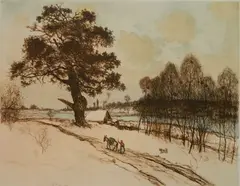 - ''Le Vieux Chene'' (Delteil 79 iii/III)- by Jean-François Raffaëlli, etching, aquatint and drypoint in color on heavy wove paper, 1907, offered Jun 2019