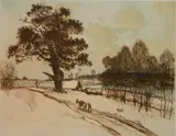 Jean-François Raffaëlli, - ''Le Vieux Chene'' (Delteil 79 iii/III)-, etching, aquatint and drypoint in color on heavy wove paper, 1907