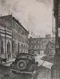 Armin Landeck, - ''Bedford St.'' (Kraeft 88)-, etching, 1938