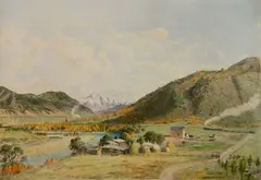 Walter Paris, - Colorado Landscape-, watercolor on paper, 1891