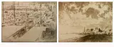 Joseph Pennell, - 1.) ''The Tracks, Chicago'' (Wuerth 591)-, etching on green tinted laid paper, 1910