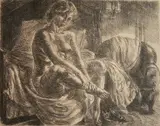 John Sloan, - ''Nude Beside Bed'' (Morse 264)-, etching, 1933