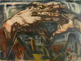 Paul B. Travis, - ''Sudy of Hands''-, watercolor on paper, 1930, sgined