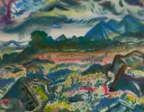 Paul B. Travis, - ''Colorado/ Indian Village''- double-sided, watercolor on paper, 1947
