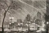 James Swann, - ''Rainy Night'' (Czestochowski 194)-, drypoint, 1951