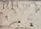 Paul B. Travis, - ''Philosophical Dilemma''-, pen and ink on paper, 1955