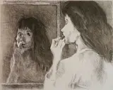 Raphael Soyer, - ''Lipstick''-, etching and aquatint, 1973
