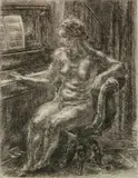John Sloan, - ''Nude at Piano'' (Morse 265)-, etching, 1933