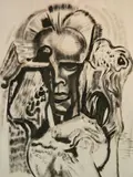 Paul B. Travis, - ''Driftwood''-, watercolor and brush on paper, 1948