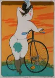 Mayumi Oda, - ''Victorian Invention- Bicycle''-, silkscreen and stencil in colors