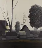 Robert Kipniss, - ''Backyard V''-, lithograph in color, 1975