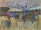 Joseph B. O'Sickey, - ''Horse and Trainer on Exercise Wheel''-