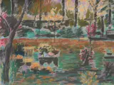 Joseph B. O'Sickey, - ''Garden Scene with Yellow Chair''-
