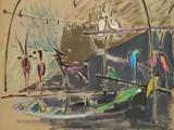 Joseph B. O'Sickey, - "Aviary with Birds and Antelope"-