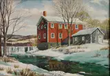 Kinley Shogren, - Along The Canal-, watercolor on illustration board