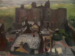 - Rooftops- by Larking, oil on canvas, offered Mar 2019