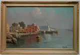 Giuseppe Salvati, - Coastal Scene-, oil on panel