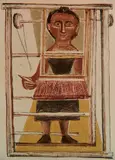 Massimo Campigli, - ''Donna al Telaio'' (Meloni 141)-, lithograph in colors, 1951