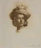 Gerald Brockhurst, - ''Anais'' (Fletcher U-3)- unique, etching in brown ink,m 1922