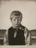 Gerald Brockhurst, - ''Amberly Boy'' (Fletcher 62)-, etching, 1928