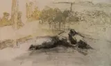 Edgar Chahine, - ''Les Lutteurs, Pivotement sur le Tete'' (Tabanelli 85)- soft-ground