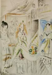 Mily Possoz, - ''Interieur De Atelier''-, drypoint and roulette in colors on BFK Rives paper, 1930