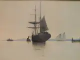 De Lancey Gill, - Nautical Scene-, watercolor on paper, 1894 lower left, top and bottom mat adhered