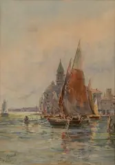 Prosper Louis Senat, - ''Venice''-, watercolor on paper