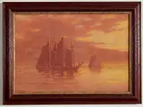 - Ship in Moonlight- by C Myron Clark, oil on canvas, offered Mar 2019