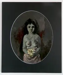 - Girl with Bouquet of Flowers- by Harold Cohn, oil on panel, offered Mar 2019