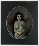 Harold Cohn, - Girl with Bouquet of Flowers-