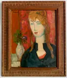 Gerrit Hondius, - Woman with Vase of Flowers-, oil on masonite