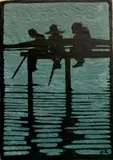 JessieJo Eckford, - ''Mother Fishing''-, woodcut in color, 1931