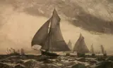 Thomas Moran, - ''Boats'' (Gilcrease 74 iii/III)-, etching, after Henry Chase, 1890