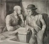 Charles Wheeler Locke, - ''At Mc Sorley's Bar''-, lithograph, 1929