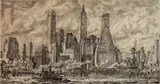 Reginald Marsh, - ''Skyline from Pier 10 Brooklyn'' (Sasowsky 129 iv/IV)-, etching, 1931