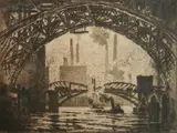 Joseph Pennell, - ''Under The Bridges, Chicago'' (Wuerth 593)-, etching, 1910