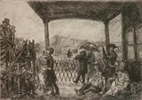 John Sloan, - ''The Wake on the Ferry'' (Morse 313)-, etching, 1949