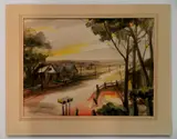 Viktor Schreckengost, - Houses Along A Country Road-, watercolor on illustration board, 1944, annotated and