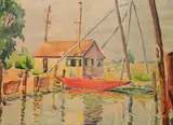August Biehle, - ''Reflections''-, watercolor on paper