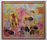 William C. Grauer, - The Buffalo Hunt-, oil on panel