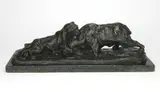 Laurence Isard, - Lion Fighting a Buffalo-, bronze sculpture, 1974
