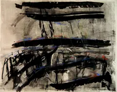 - ''The Iron Boats''- by Herbert C. Cassill, mixed media on paper, 1986, offered Mar 2019