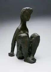Antanas Mončys, - Seated Girl-, bronze sculpture