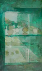 Randall Morgan, - ''Eggs & Reflections''-, oil on canvas