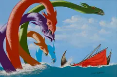 Leonard E Fisher, - ''The Hero Beowulf''-, acrylic on paper, 2005