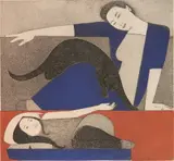 Will Barnet, - ''Blue Robe'' (Szoke 148)-, etching and aquatint in color, 1971
